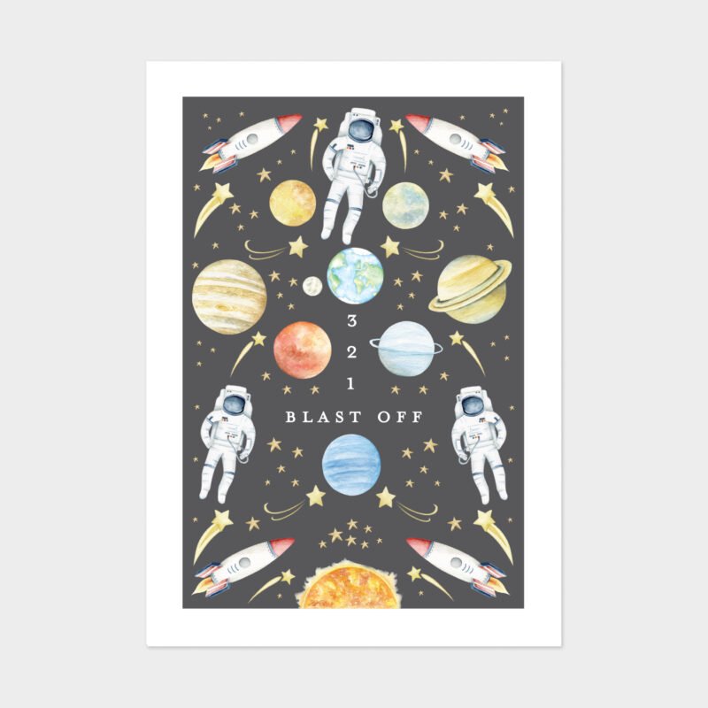3 2 1 Blast Off print A5