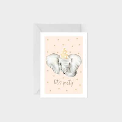 Gorgeous lets party elephant greeting card