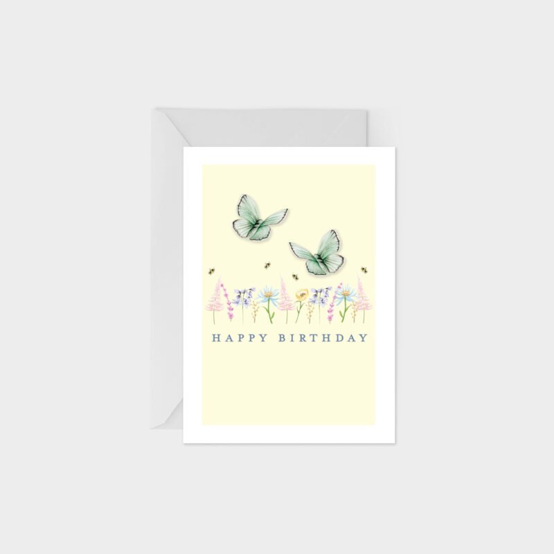 Wildflower Butterfly Birthday Greeting Card